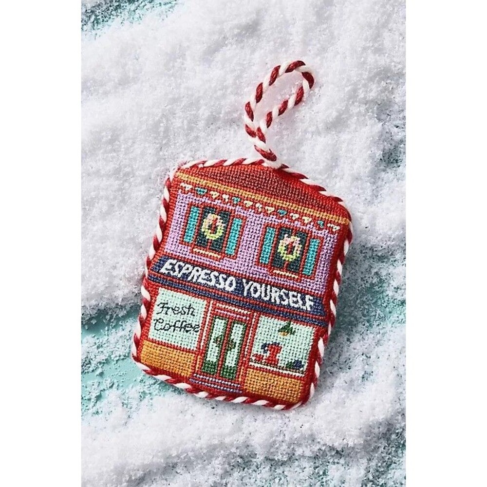 Furbish Ornament Espresso Yourself  Needlepont Holiday Scene Needlepoint NWT